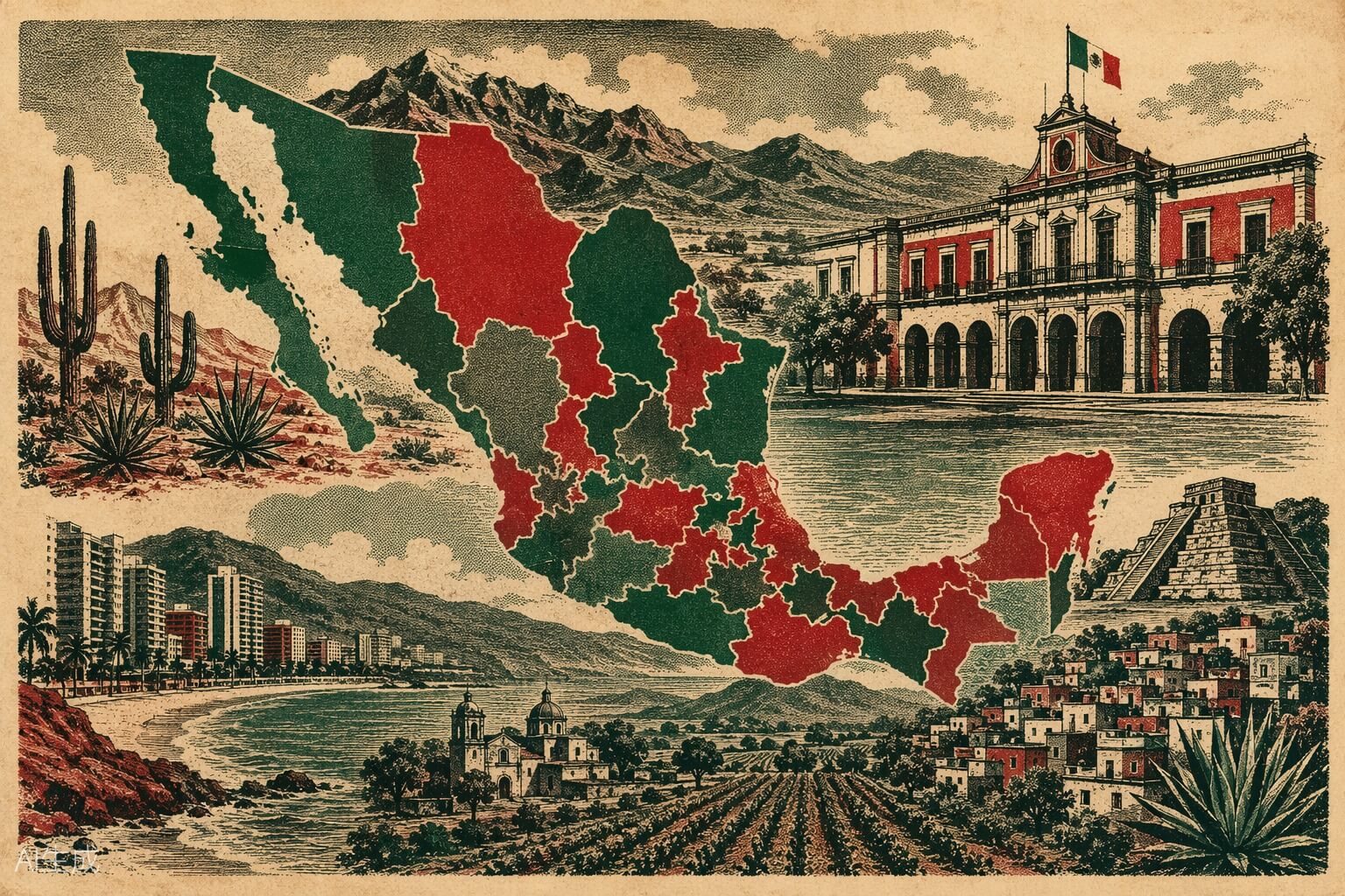 Ilustración de estados y municipios